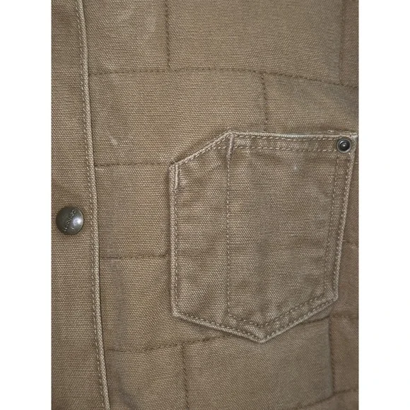 Carhartt Quilted Canvas Work Jacket Brown Corduroy Collar Mens XL - Picture 3 of 15